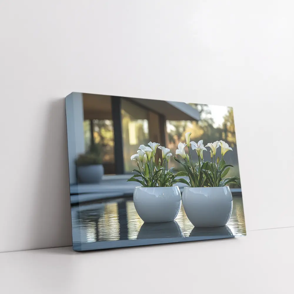 White Calla Lilies Modern Poolside Architecture – Wall Art