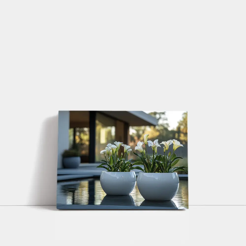 White Calla Lilies Modern Poolside Architecture – Wall Art