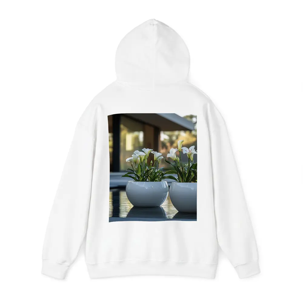 White Calla Lilies Modern Poolside Architecture – Hoodies