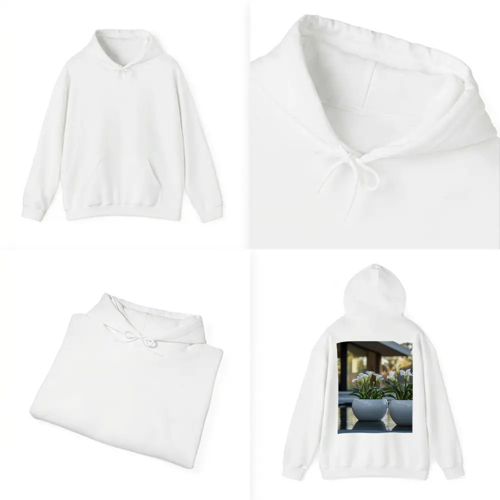 White Calla Lilies Modern Poolside Architecture – Hoodies