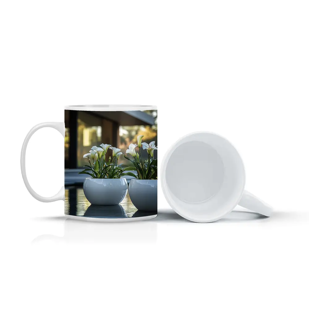 White Calla Lilies Modern Poolside Architecture – Mugs