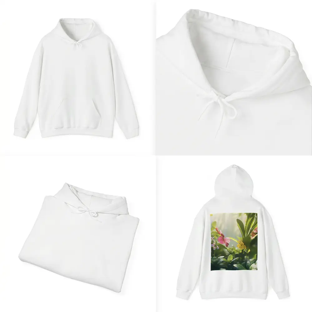 Tropical Flowers Garden Sunlit Green Leaves – Hoodies