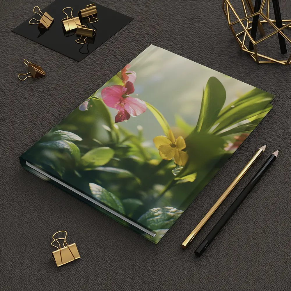Tropical Flowers Garden Sunlit Green Leaves – Notebooks
