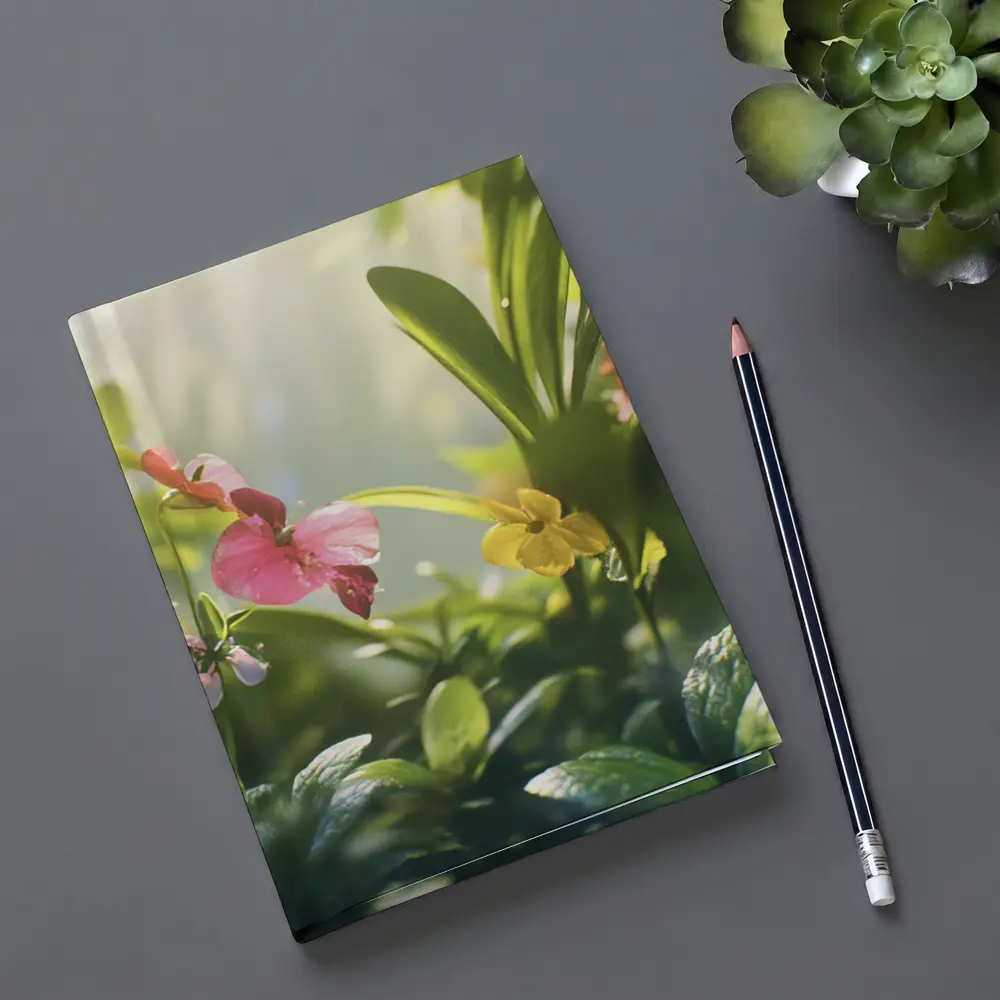 Tropical Flowers Garden Sunlit Green Leaves – Notebooks