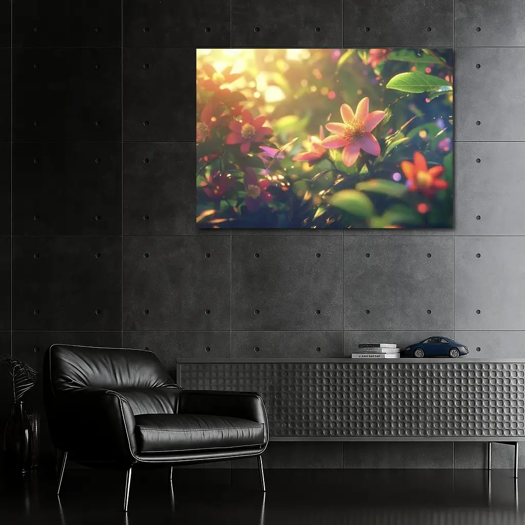 Pink Flowers Blooming In Sunny Garden – Wall Art