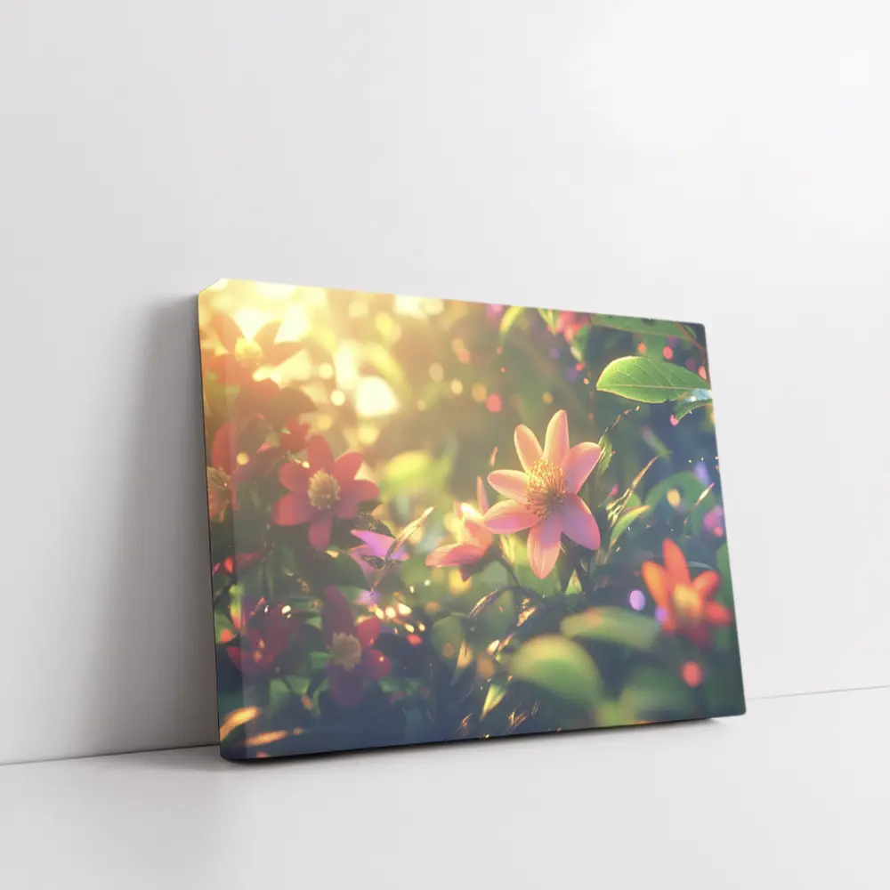 Pink Flowers Blooming In Sunny Garden – Wall Art