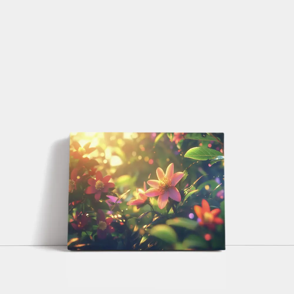 Pink Flowers Blooming In Sunny Garden – Wall Art