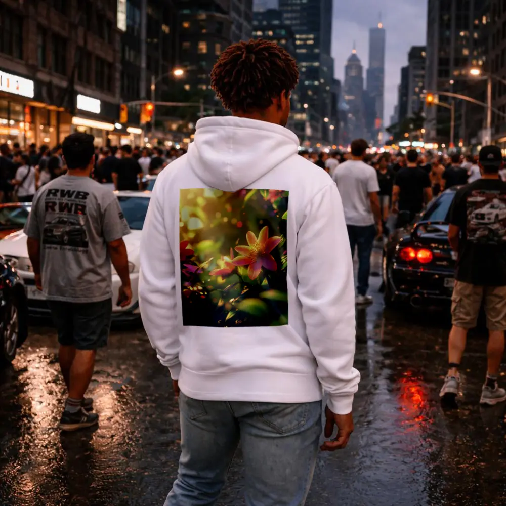 Pink Flowers Blooming In Sunny Garden – Hoodies