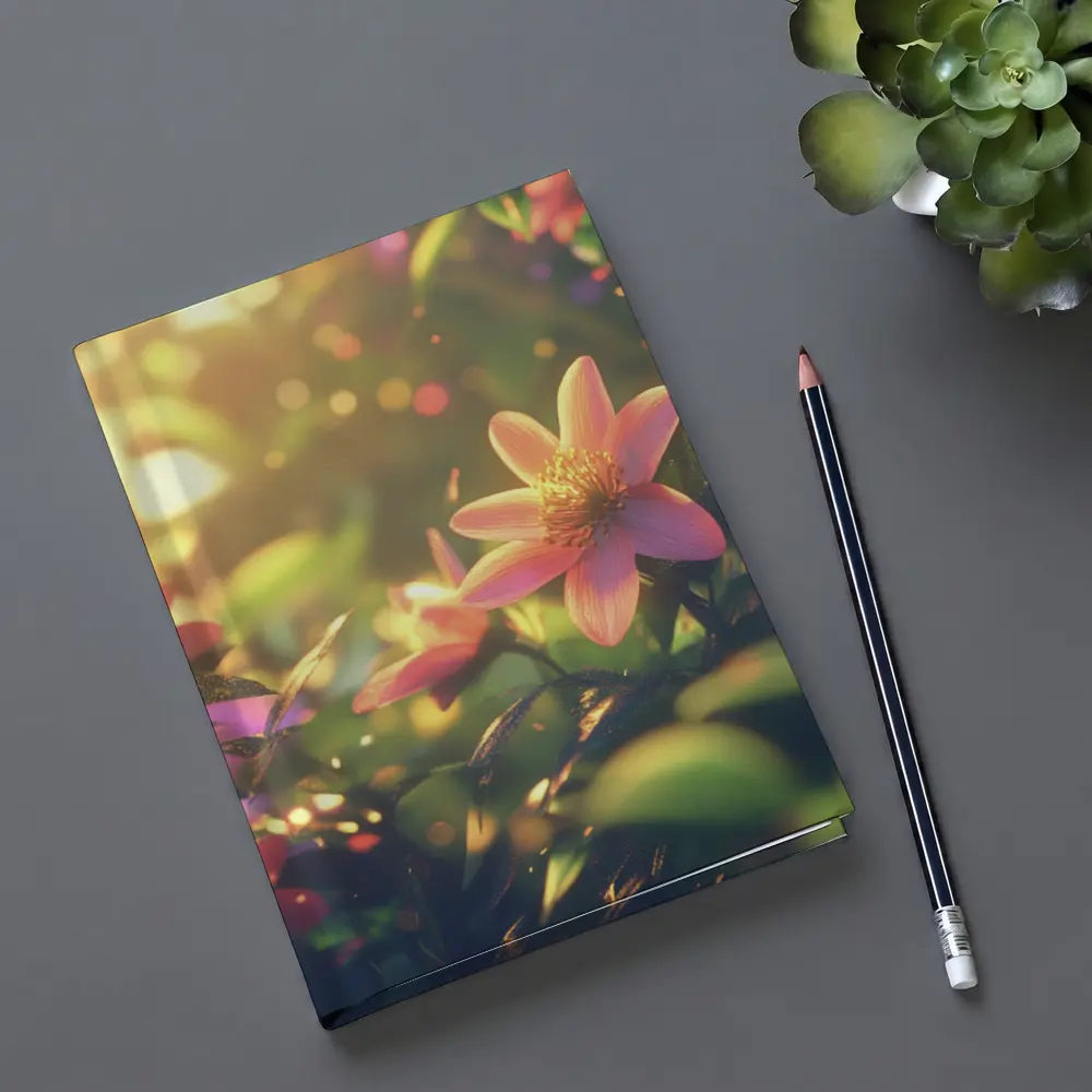 Pink Flowers Blooming In Sunny Garden – Notebooks