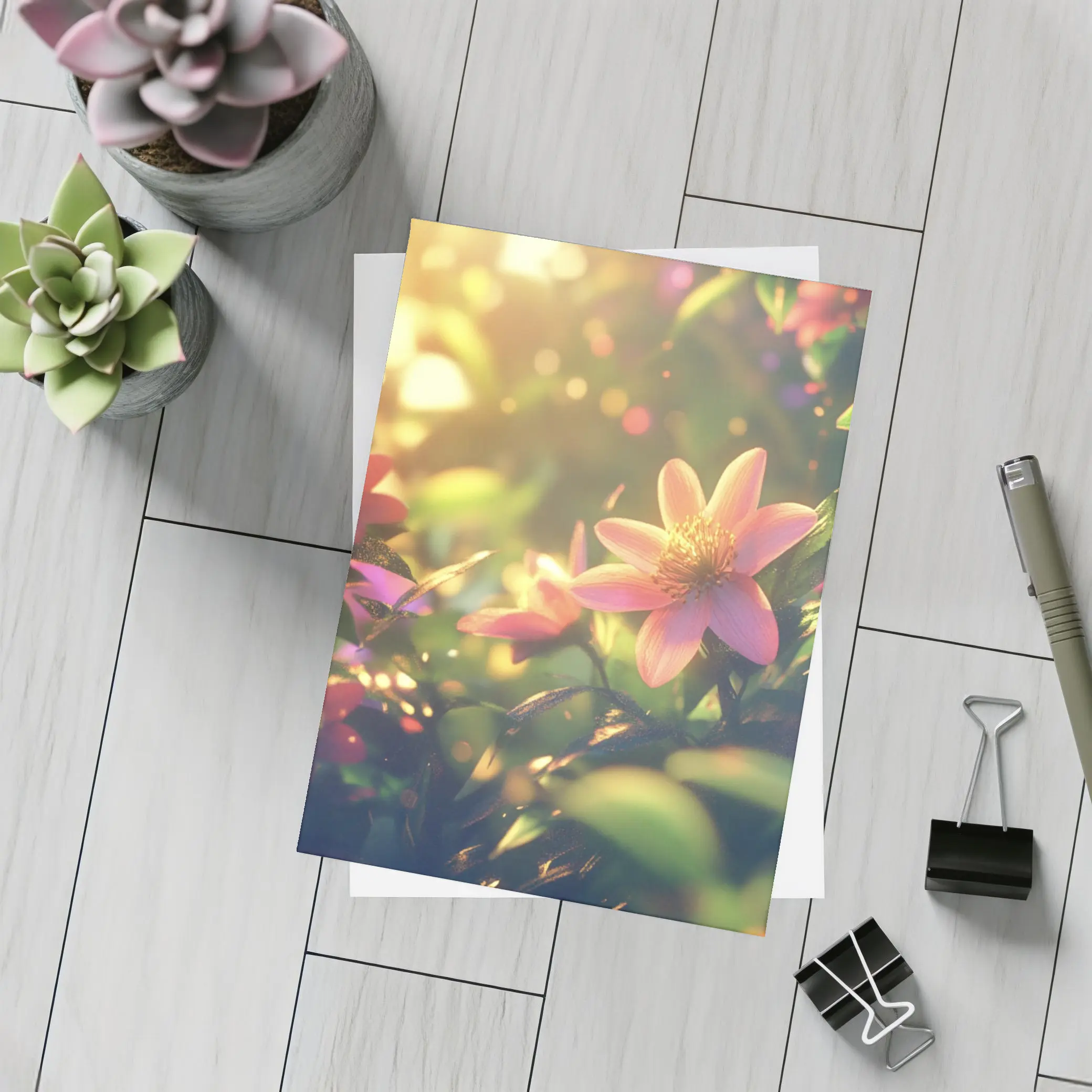 Pink Flowers Blooming In Sunny Garden – Postcards
