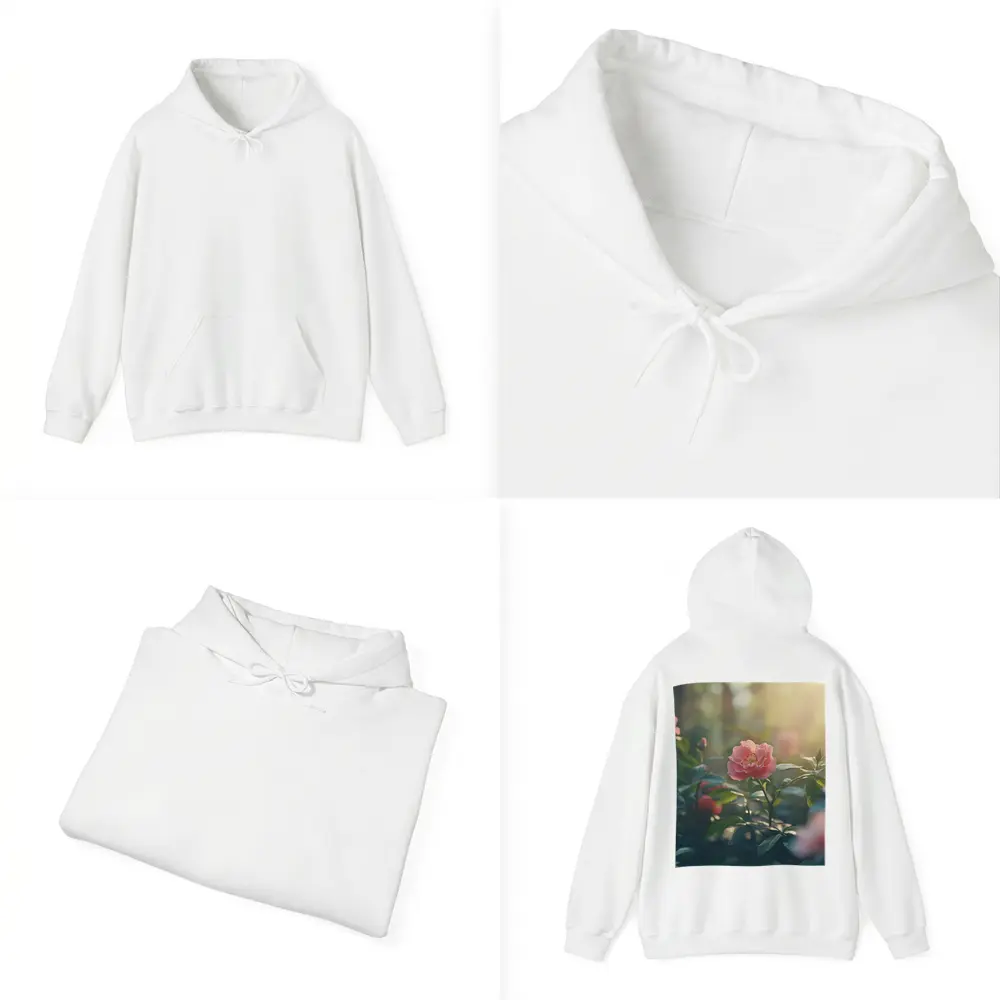 Pink Roses Blooming in Sunny Garden – Hoodies