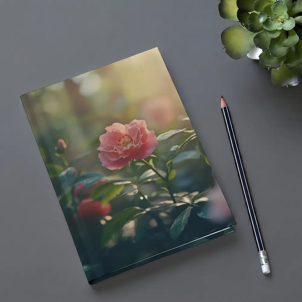 Pink Roses Blooming in Sunny Garden – Notebooks