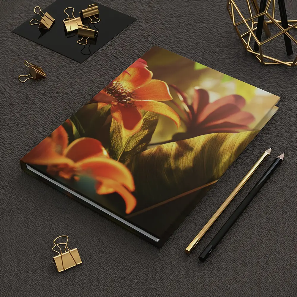 Tropical Flowers Warm Sunlit Garden Scene – Notebooks