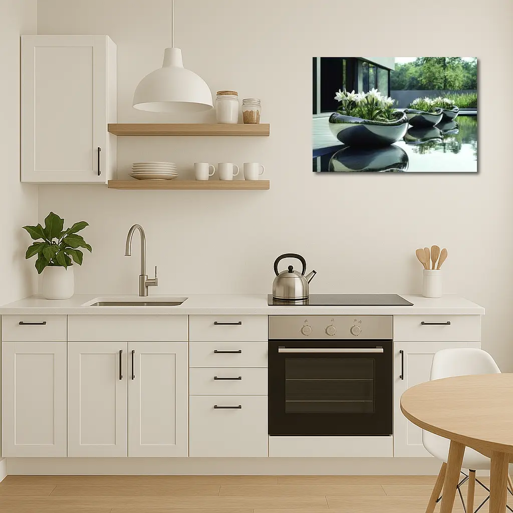 Modern Stone Planters White Lilies Poolside – Wall Art