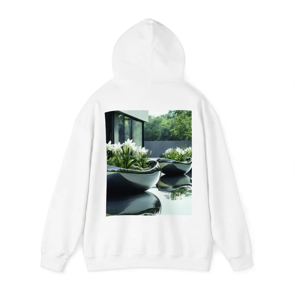 Modern Stone Planters White Lilies Poolside – Hoodies