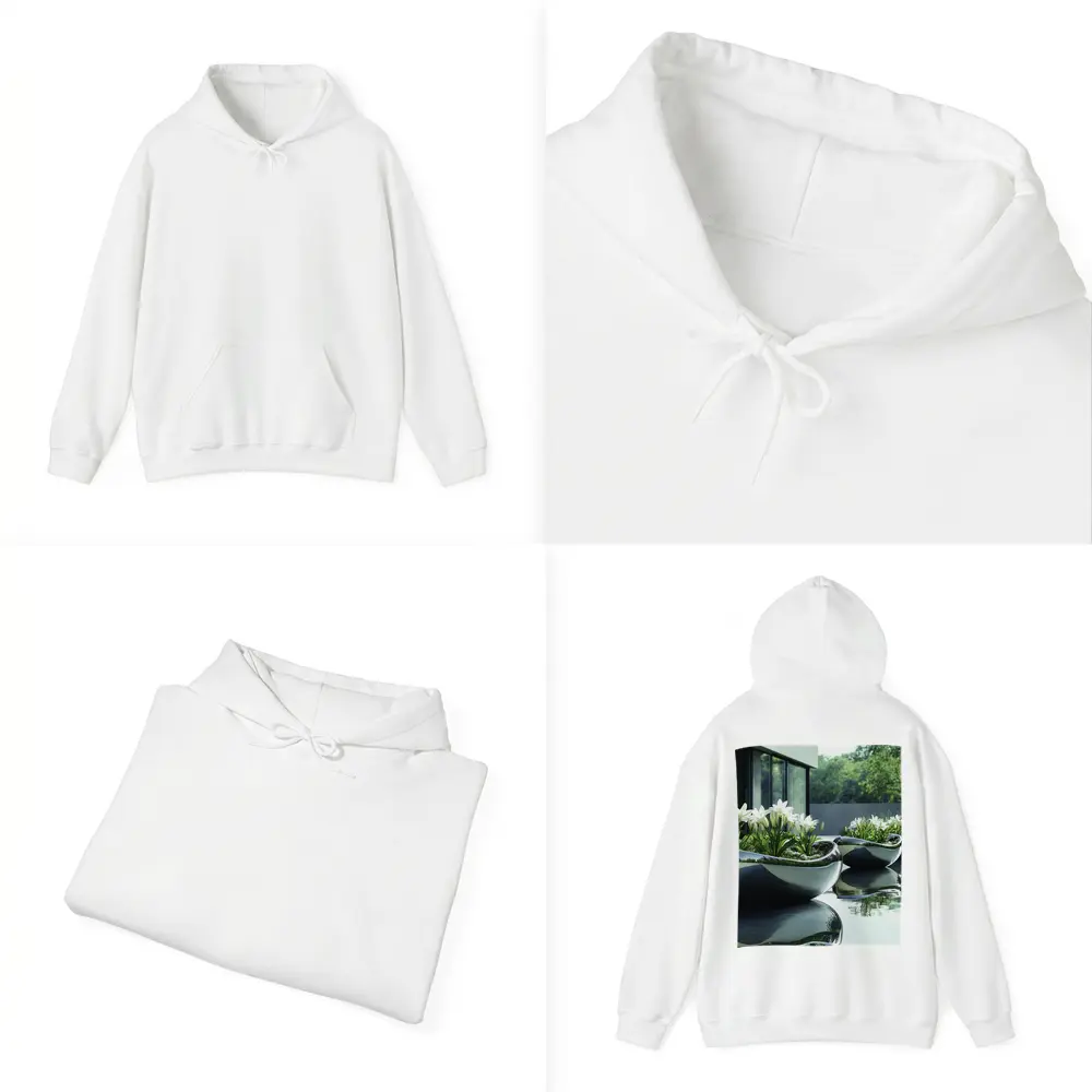 Modern Stone Planters White Lilies Poolside – Hoodies