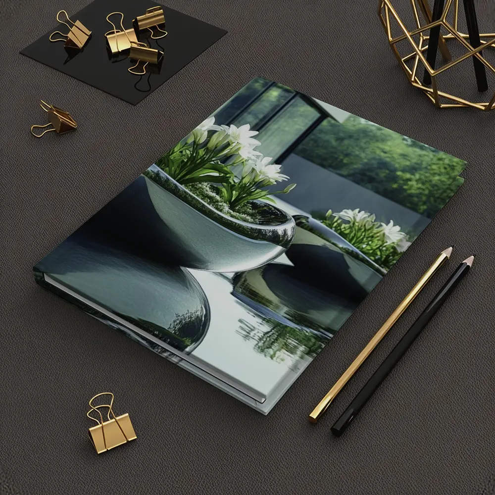 Modern Stone Planters White Lilies Poolside – Notebooks