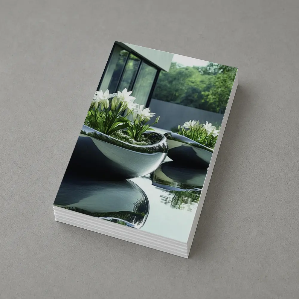 Modern Stone Planters White Lilies Poolside – Postcards