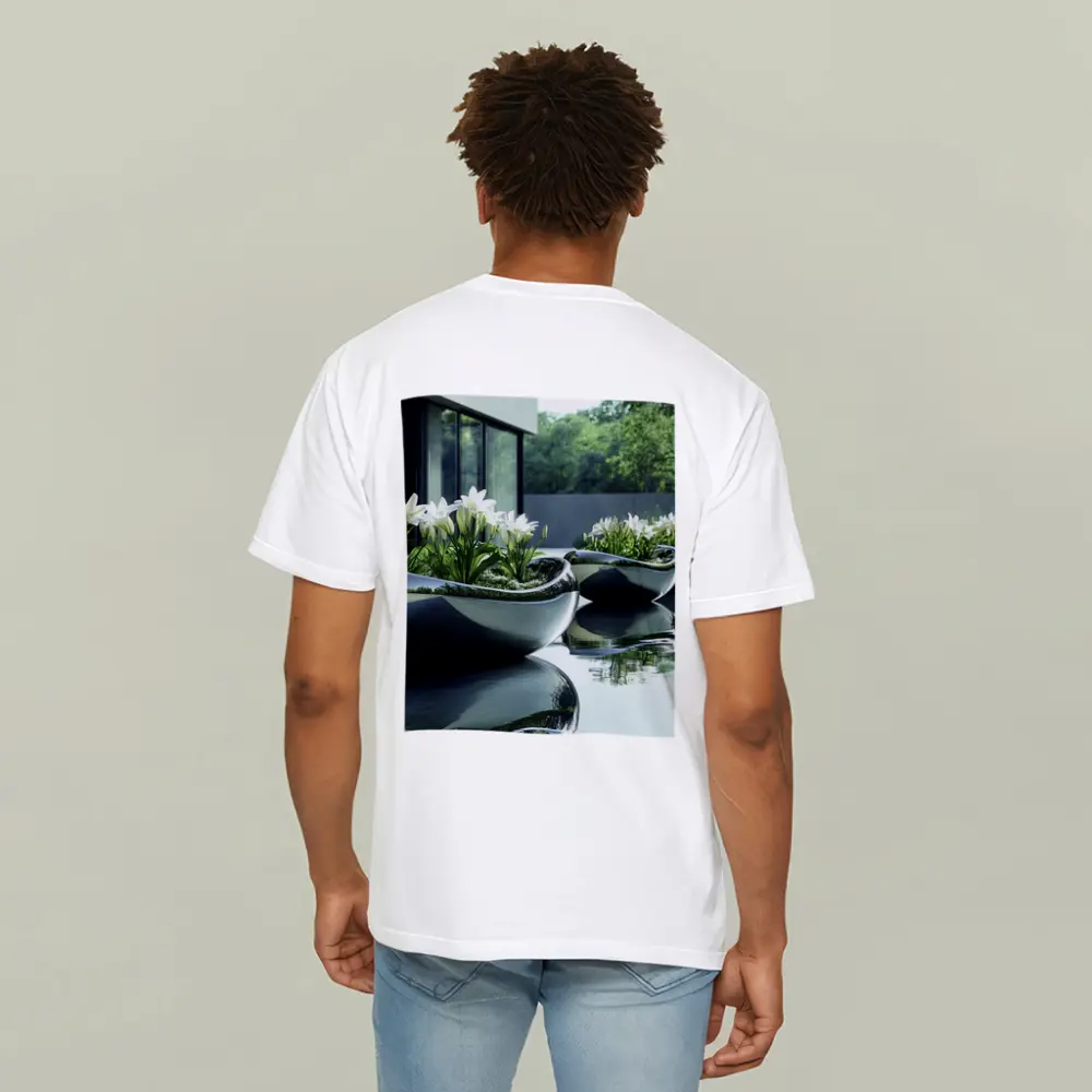 Modern Stone Planters White Lilies Poolside – T-Shirts