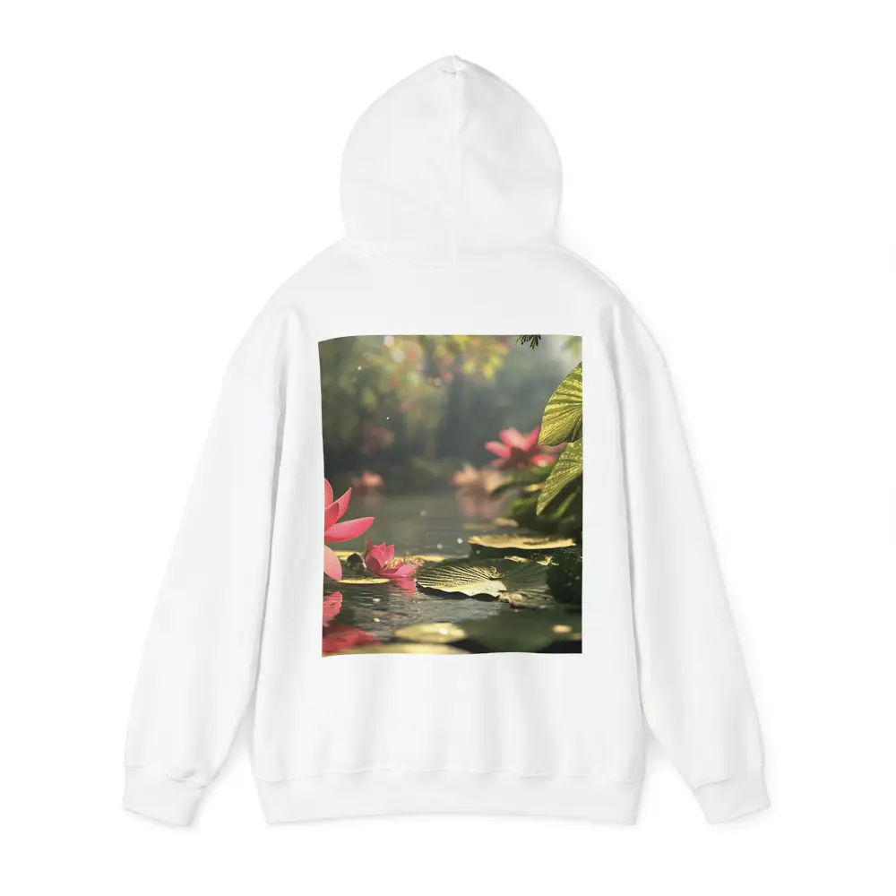 Pink Lotus Flowers Floating on Serene Pond – Hoodies