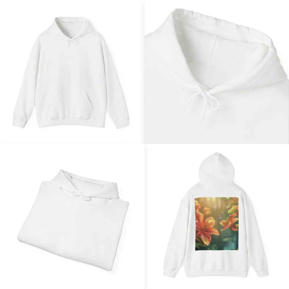 Orange Lilies Blooming in Sunlit Forest – Hoodies