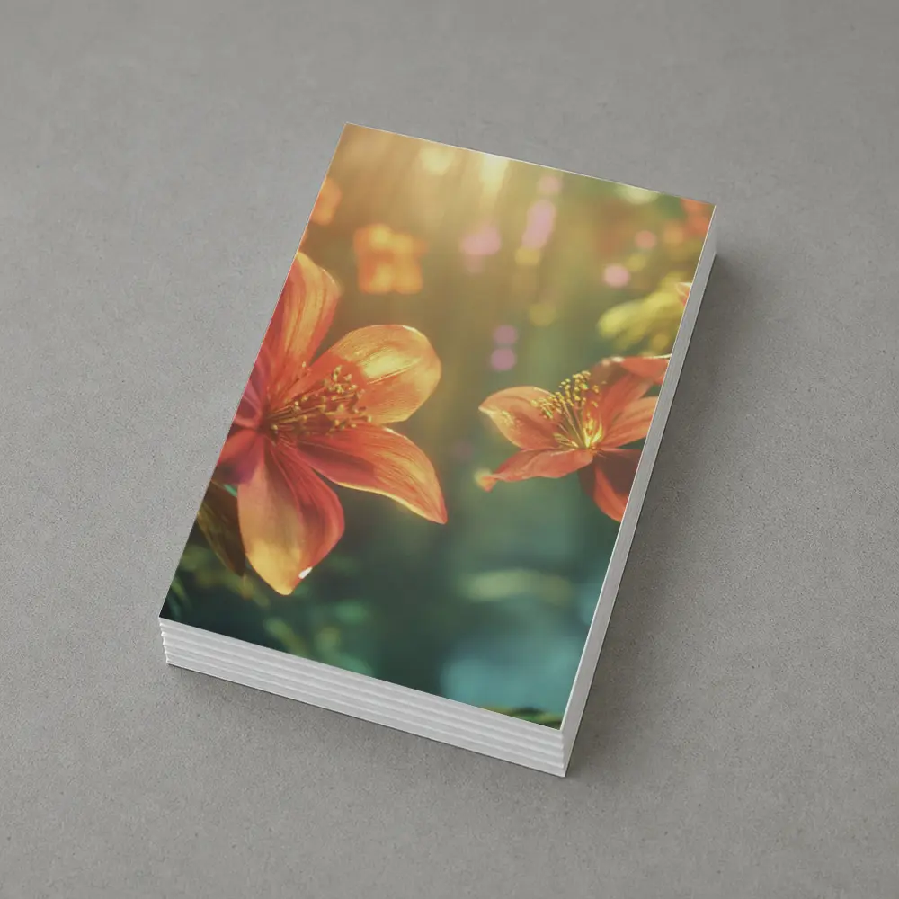 Orange Lilies Blooming in Sunlit Forest – Postcards