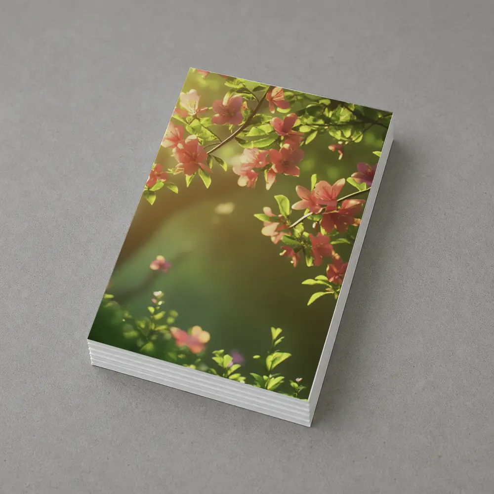 Pink Cherry Blossoms Soft Green Garden Background – Postcards