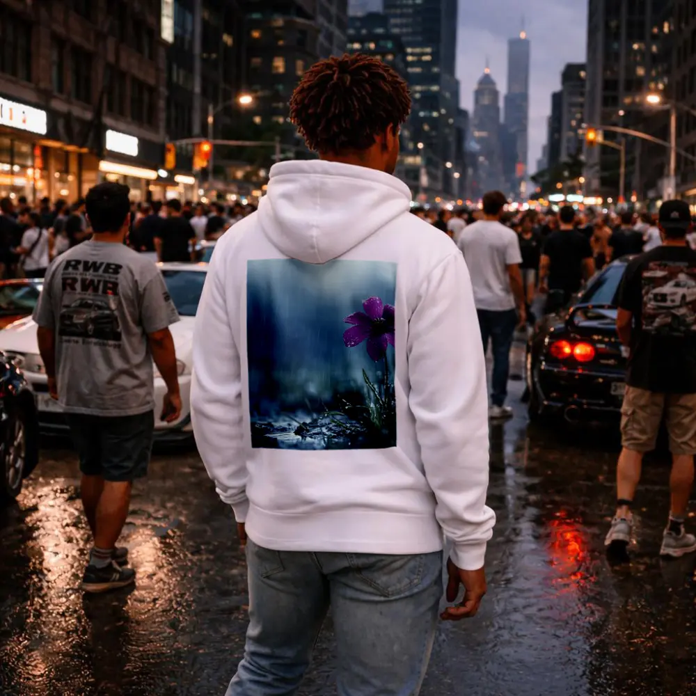 Purple Flower Standing Alone In Rain – Hoodies