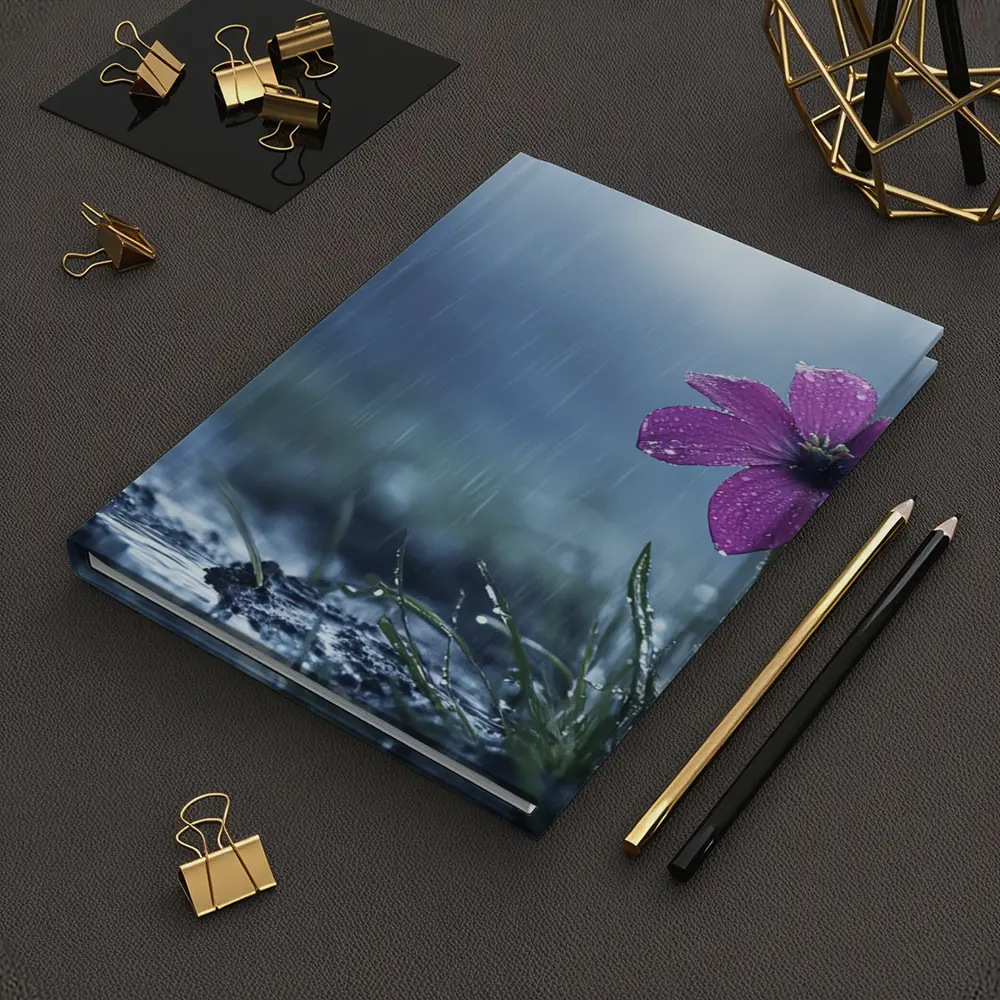 Purple Flower Standing Alone In Rain – Notebooks