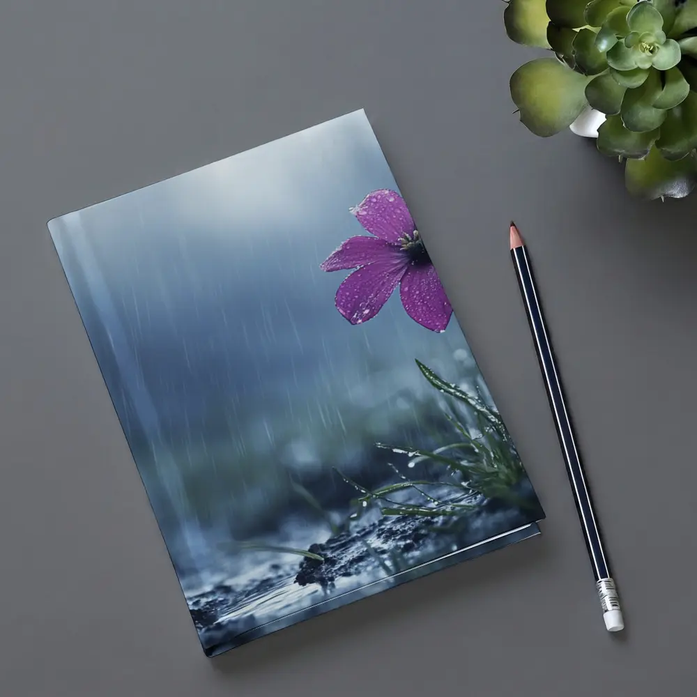 Purple Flower Standing Alone In Rain – Notebooks