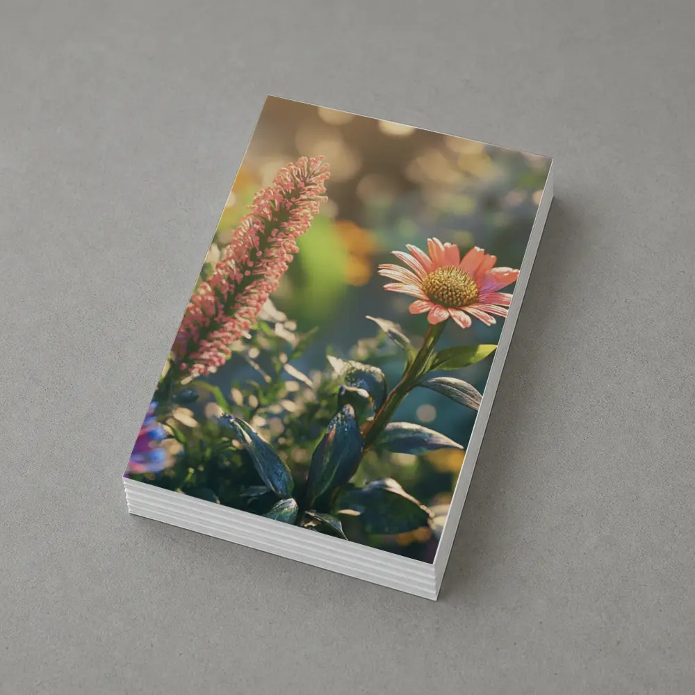 Pink Gerbera Daisy Garden Sunlit Scene – Postcards