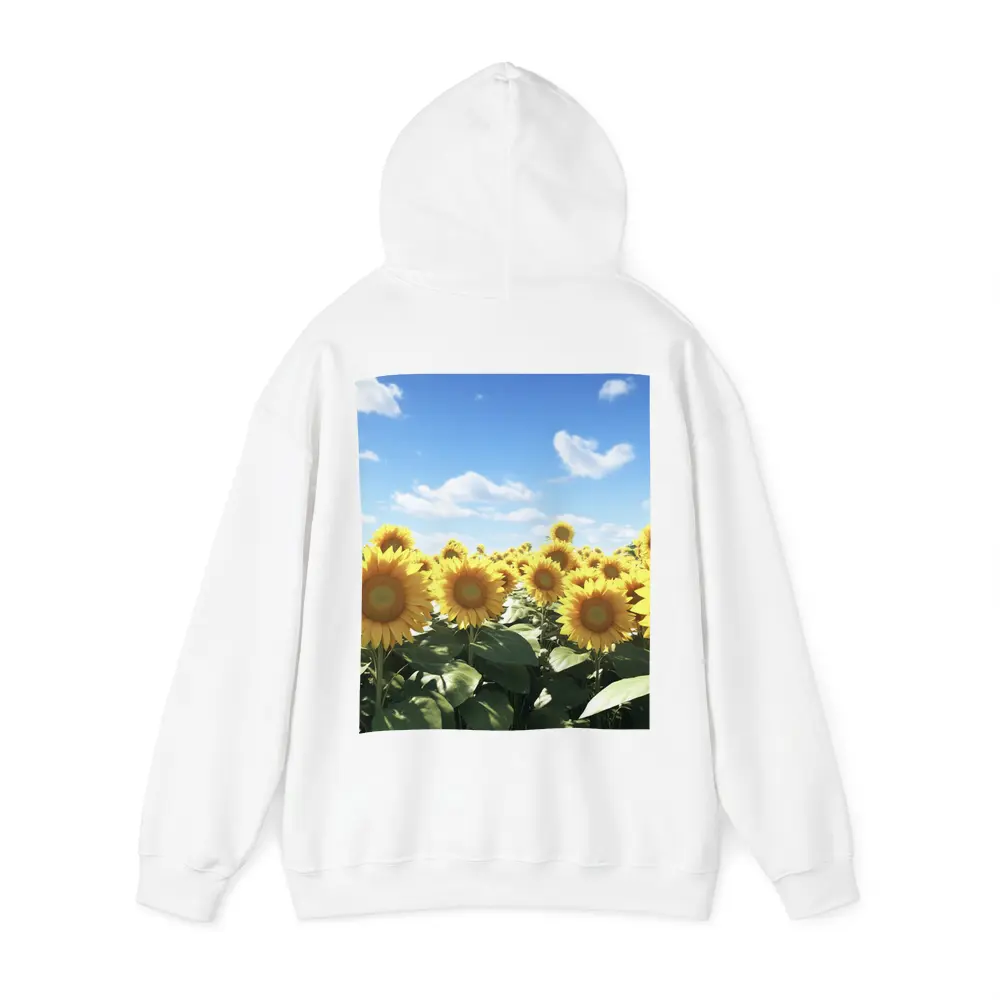 Sunflower Field Under Bright Blue Sky – Hoodies