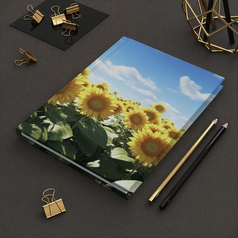 Sunflower Field Under Bright Blue Sky – Notebooks