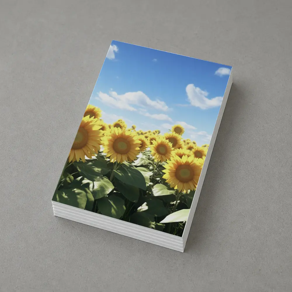 Sunflower Field Under Bright Blue Sky – Postcards