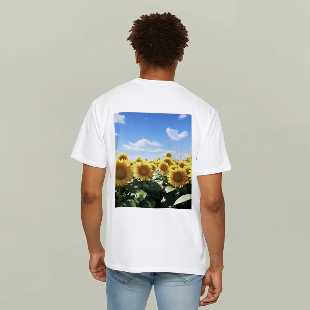Sunflower Field Under Bright Blue Sky – T-Shirts