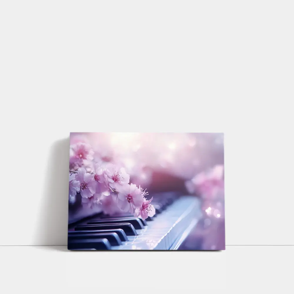 Cherry Blossoms Resting On Piano Keys – Wall Art