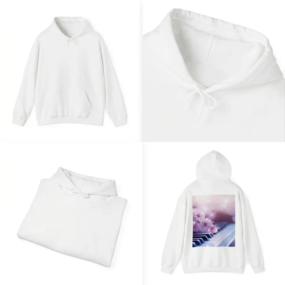 Cherry Blossoms Resting On Piano Keys – Hoodies