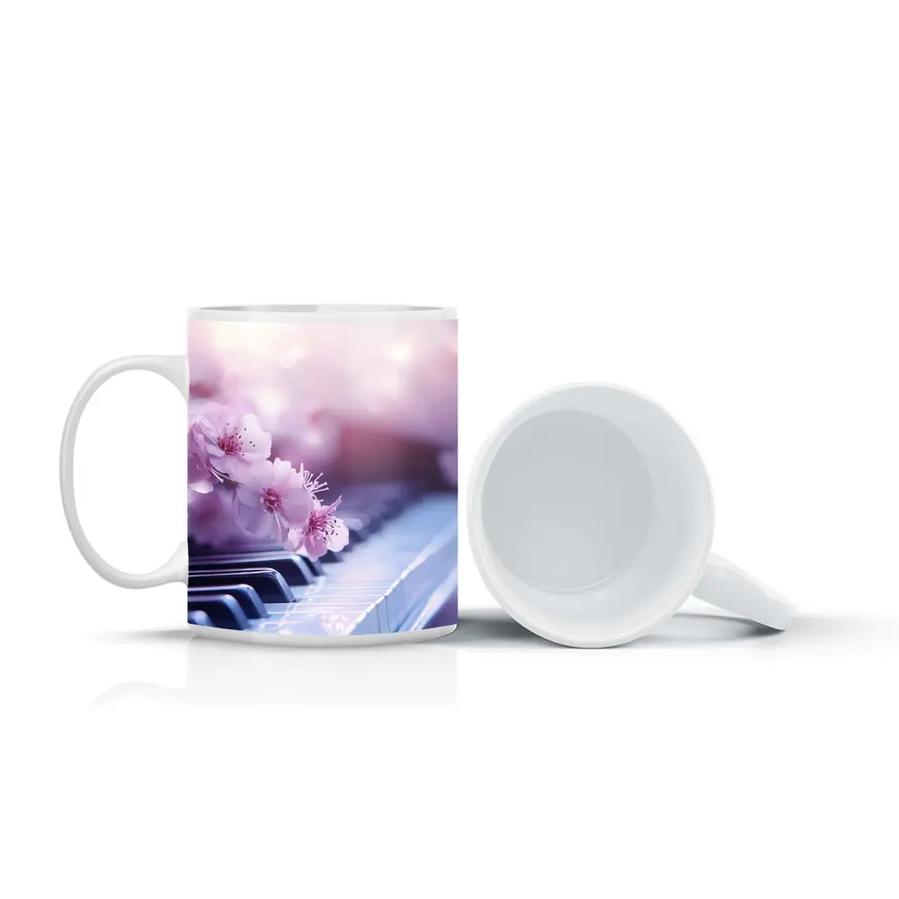Cherry Blossoms Resting On Piano Keys – Mugs