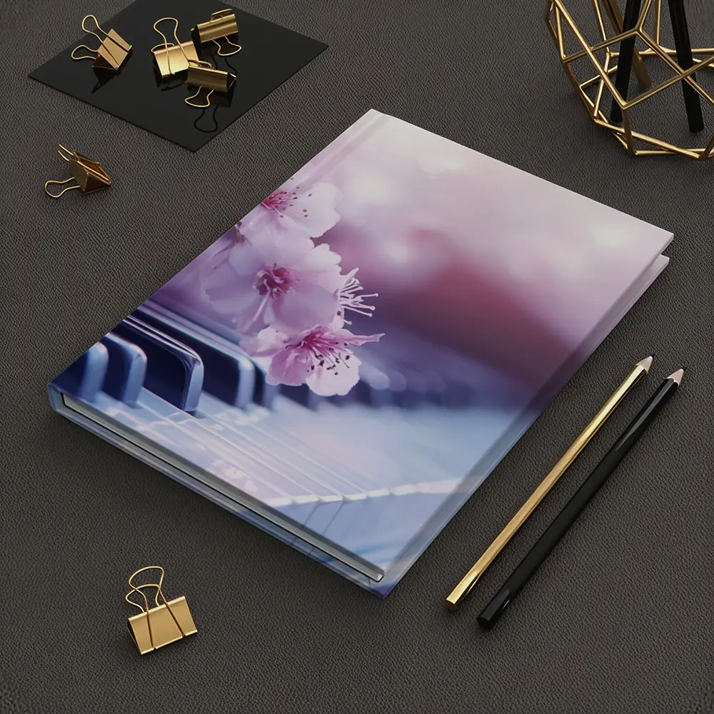 Cherry Blossoms Resting On Piano Keys – Notebooks