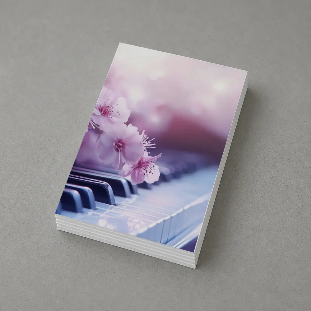 Cherry Blossoms Resting On Piano Keys – Postcards