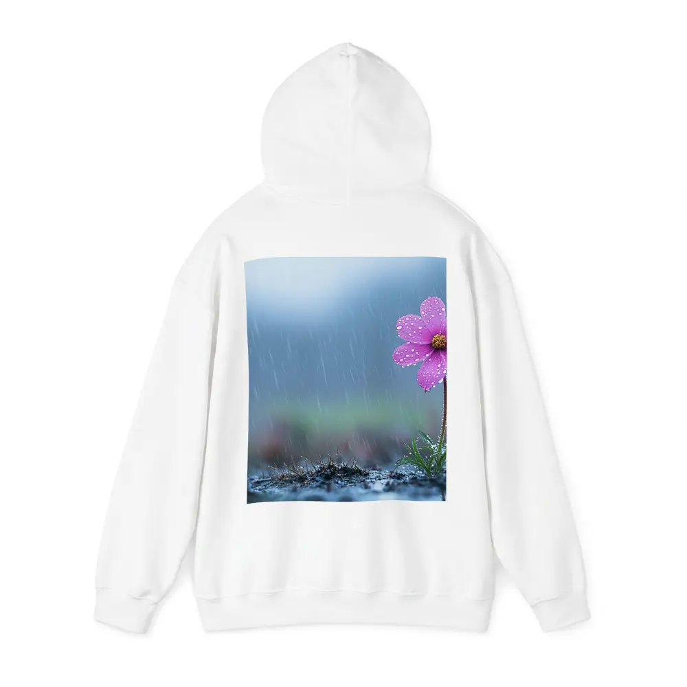 Pink Cosmos Flower Standing in Heavy Rain – Hoodies