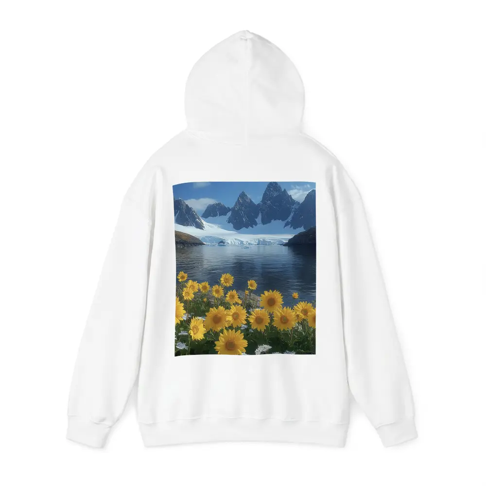 Sunflowers Blooming by Arctic Mountain Lake – Hoodies