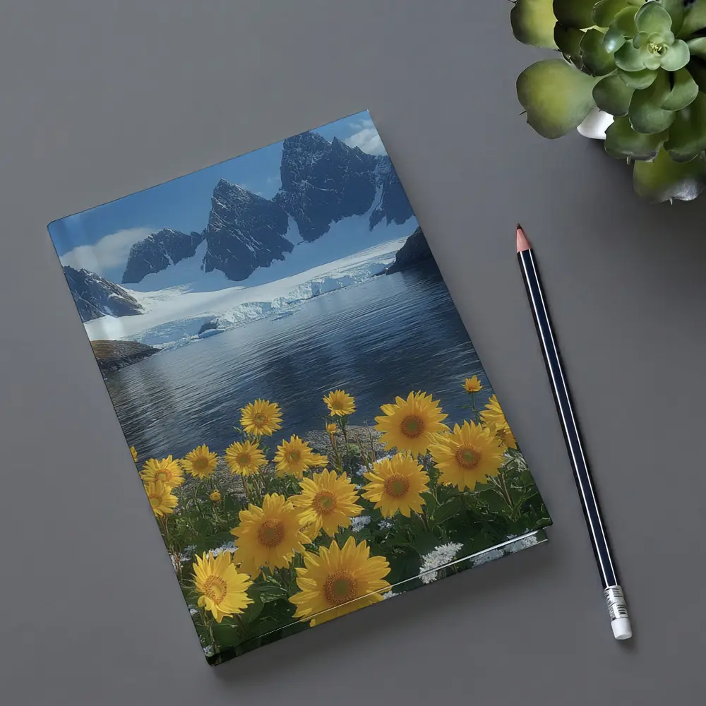 Sunflowers Blooming by Arctic Mountain Lake – Notebooks