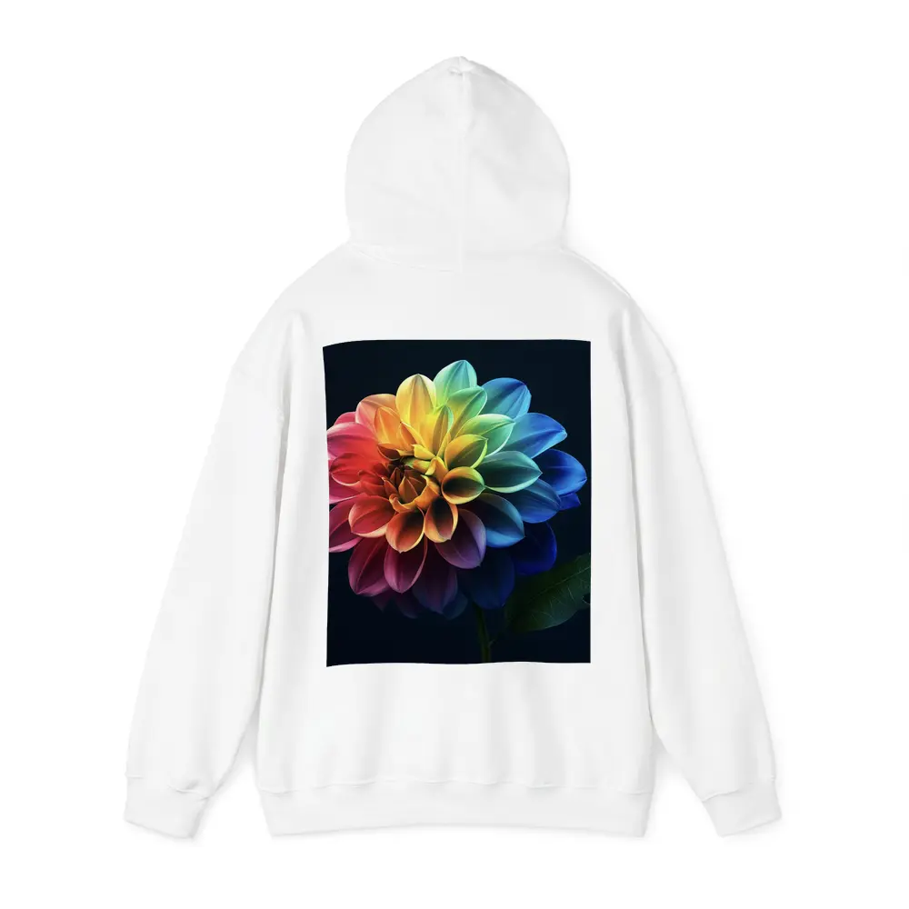 Rainbow Dahlia Flower Dark Background – Hoodies