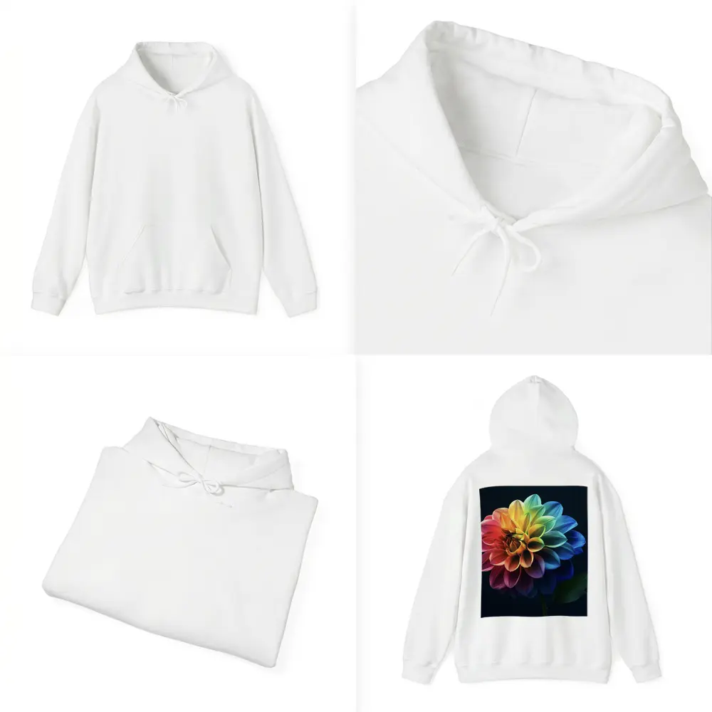 Rainbow Dahlia Flower Dark Background – Hoodies