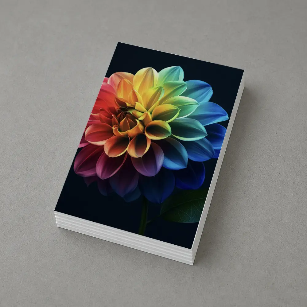 Rainbow Dahlia Flower Dark Background – Postcards