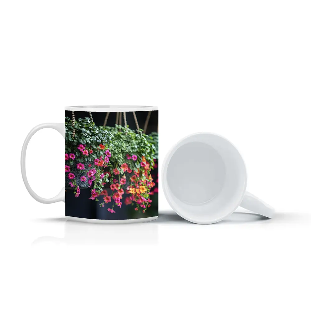 Pink Calibrachoa Flowers Hanging Basket Garden – Mugs