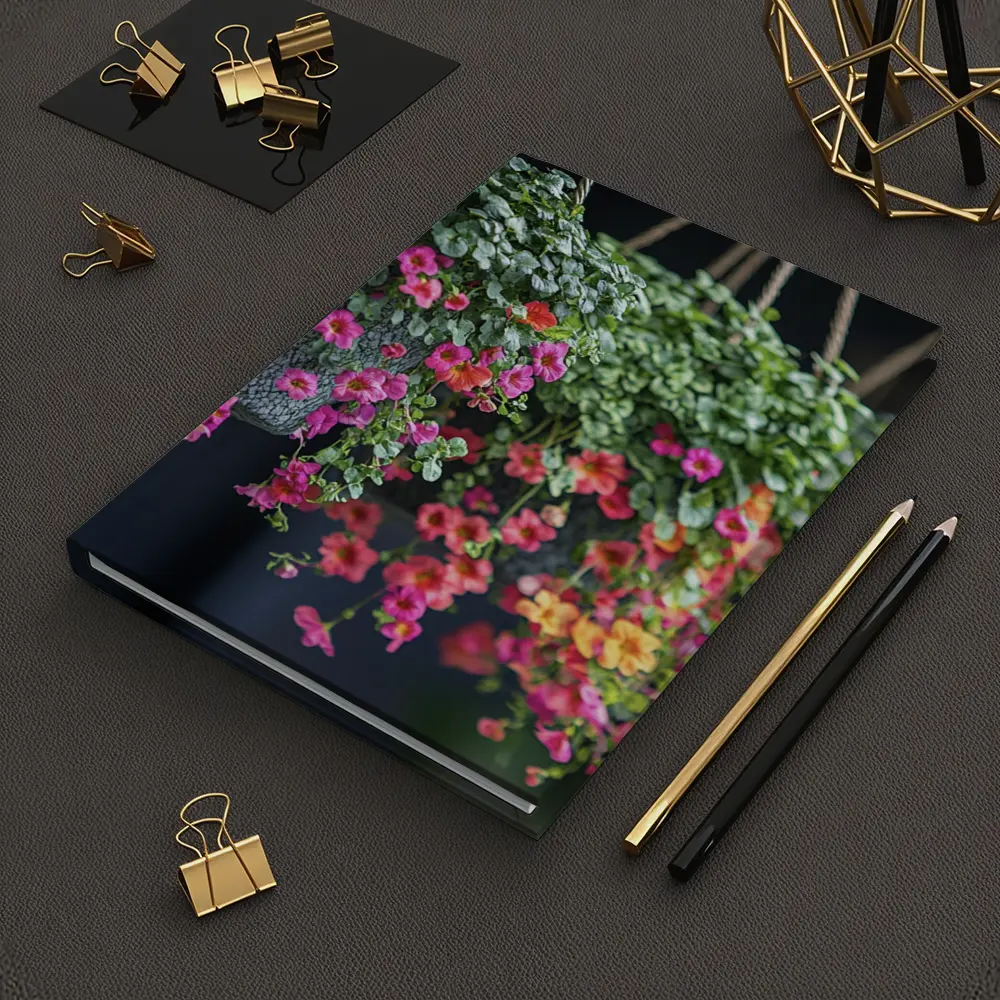 Pink Calibrachoa Flowers Hanging Basket Garden – Notebooks