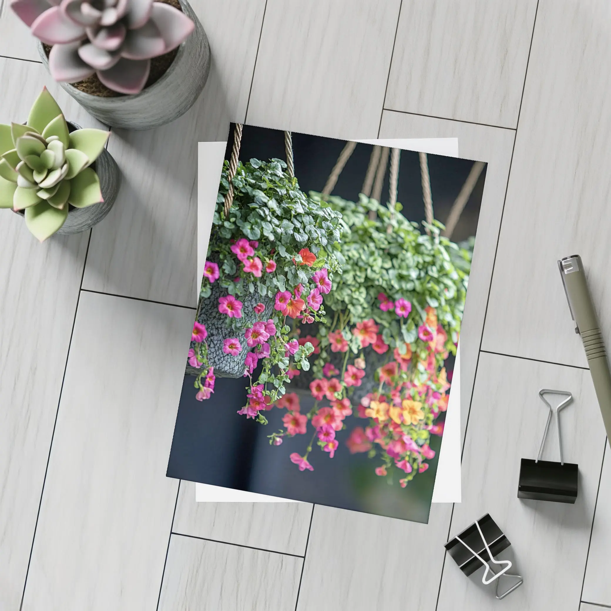 Pink Calibrachoa Flowers Hanging Basket Garden – Postcards