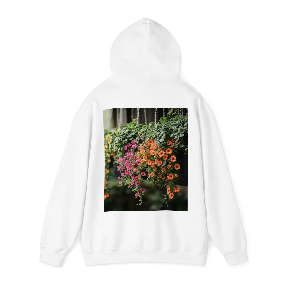 Hanging Basket Petunias Orange Pink Green – Hoodies